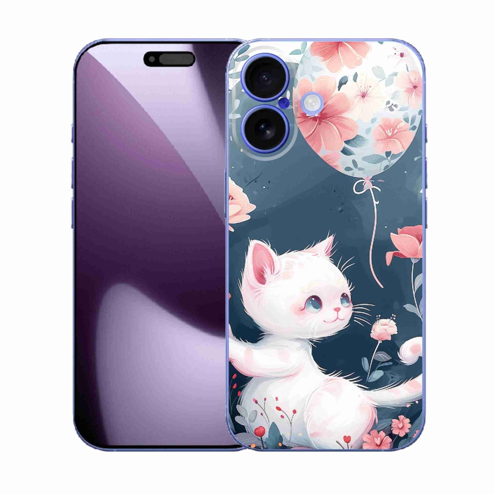 Gélový kryt mmCase na iPhone 17 - mačiatko s balónikom