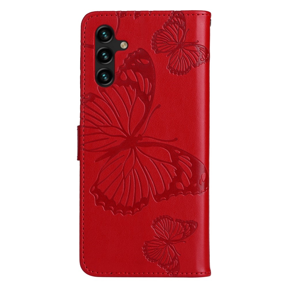 Big Buttefly knižkové púzdro na Samsung Galaxy A13 5G/A04s - červené