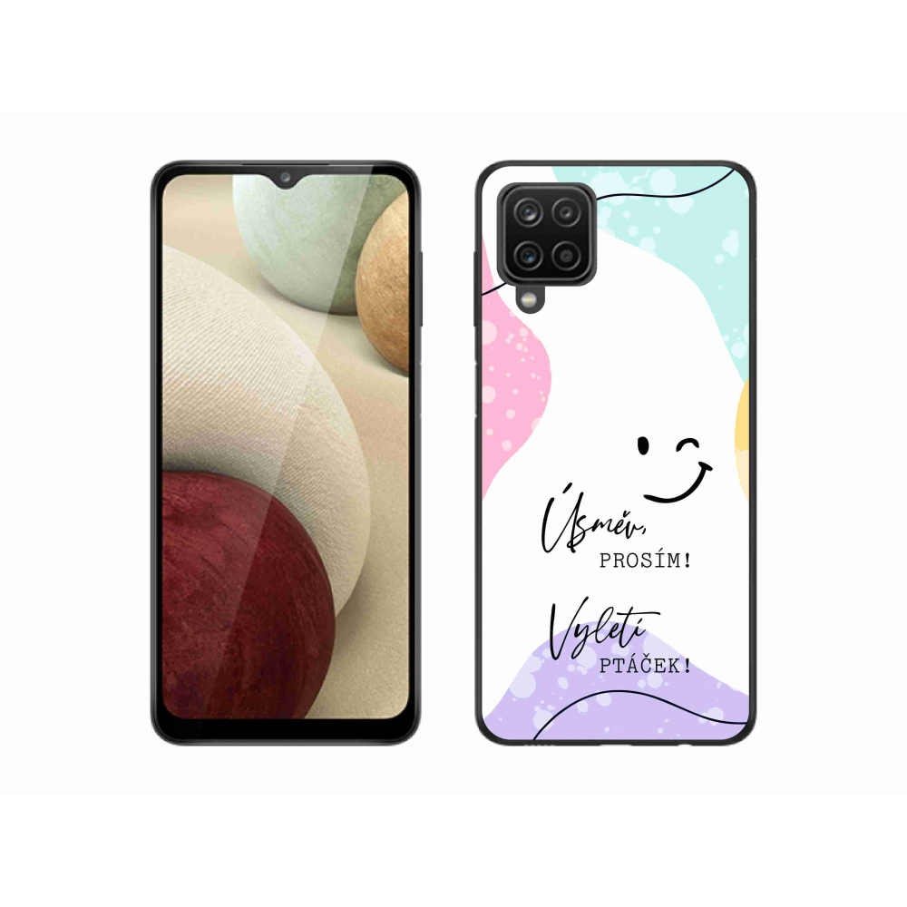 Gélový kryt mmCase na Samsung Galaxy A12 - vtipný text 4 biele pozadie