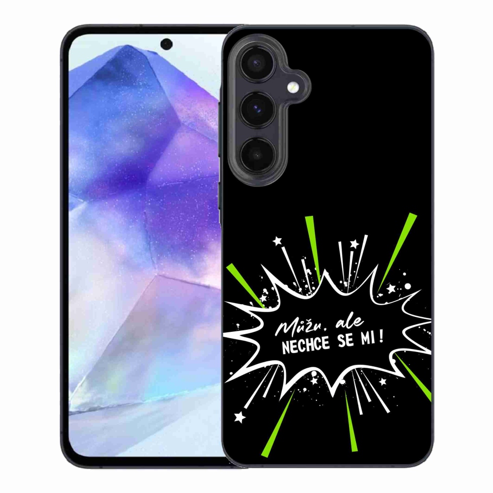 Gélový kryt mmCase na Samsung Galaxy A55 5G - vtipný text 11 čierne pozadie