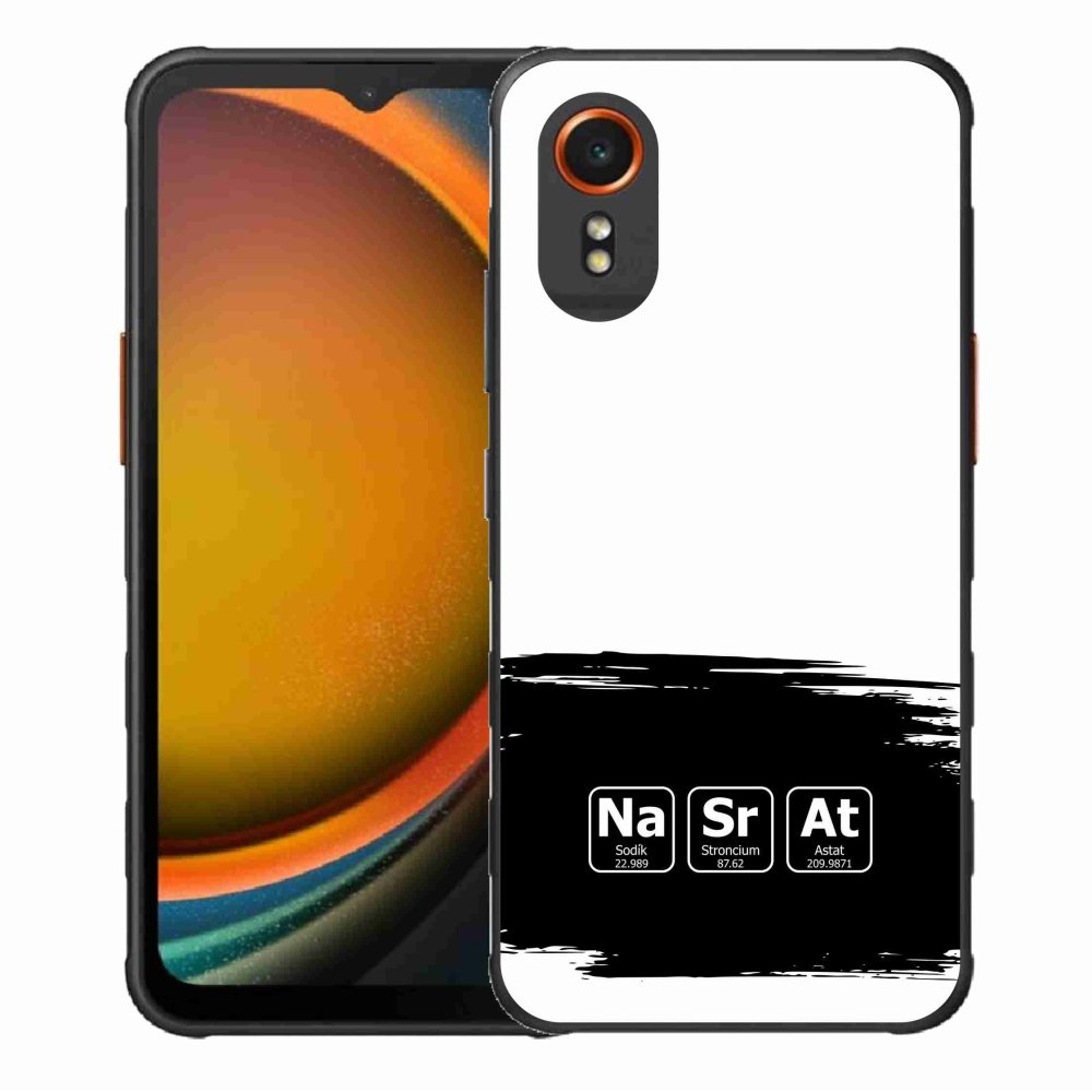 Gélový kryt mmCase na Samsung Galaxy Xcover 7 - chemické prvky čiernobiele pozadie