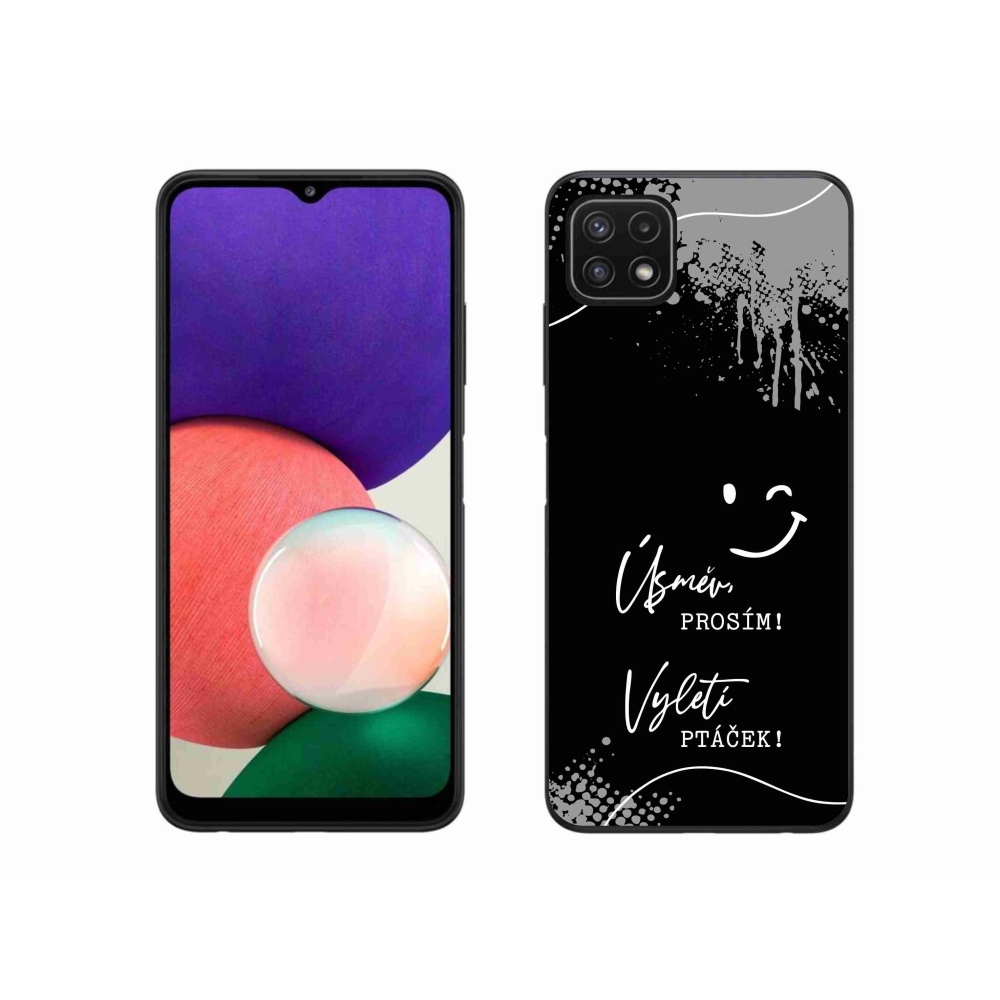 Gélový kryt mmCase na Samsung Galaxy A22 5G - vtipný text 4 čierne pozadie