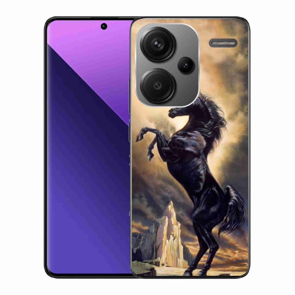 Gélový kryt mmCase na Xiaomi Redmi Note 13 Pro+ 5G - čierny kreslený kôň
