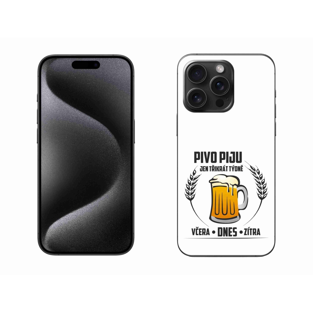 Gélový kryt mmCase na iPhone 15 Pro Max - pivný motív biele pozadie