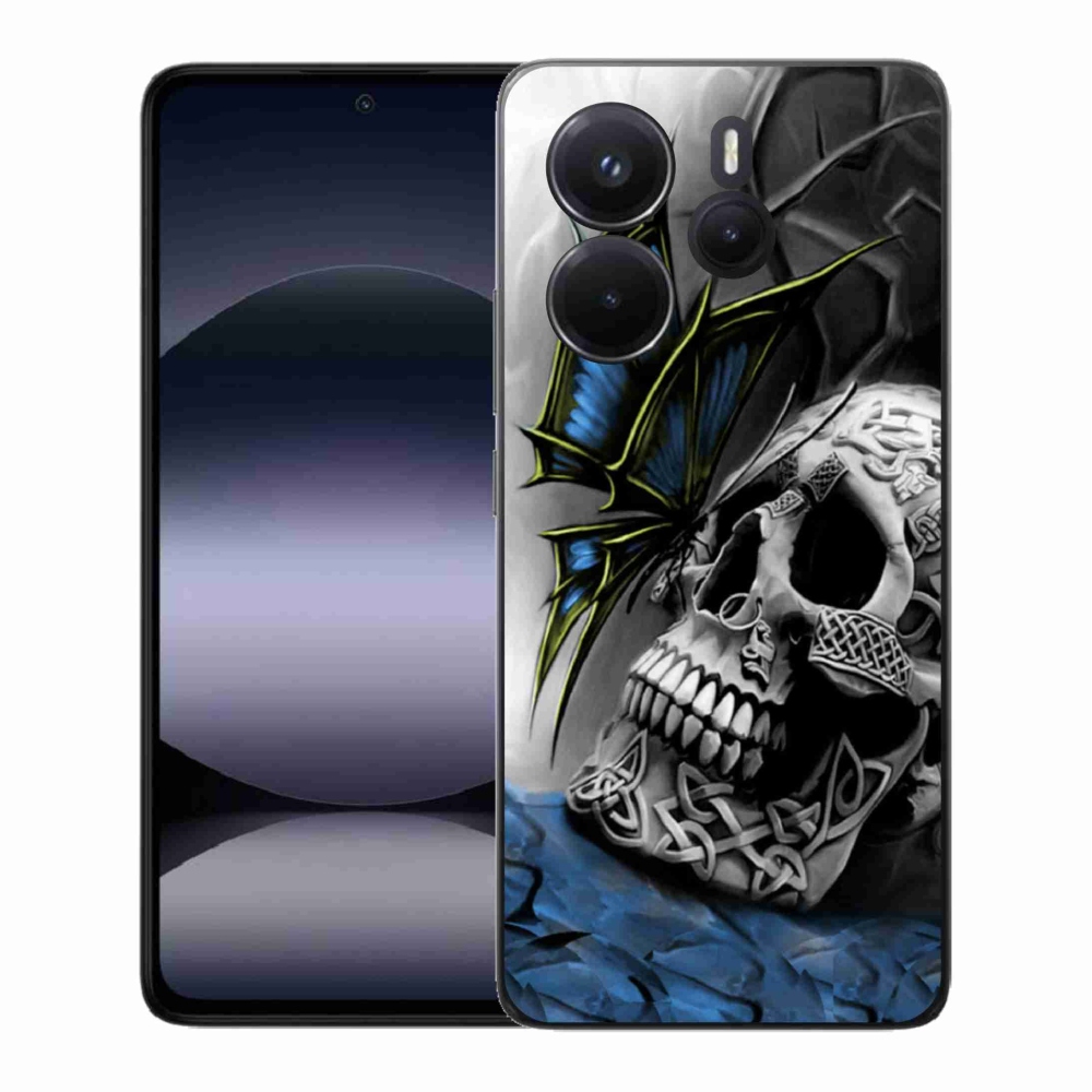 Gélový kryt mmCase na Xiaomi Redmi Note 14 - motýľ a lebka
