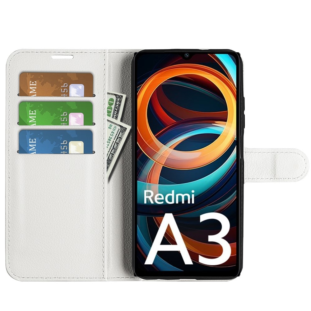 Litchi knižkové púzdro na Xiaomi Redmi A3 - biele