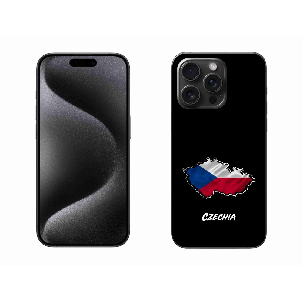 Gélový kryt mmCase na iPhone 15 Pro Max - Czechia čierne pozadie