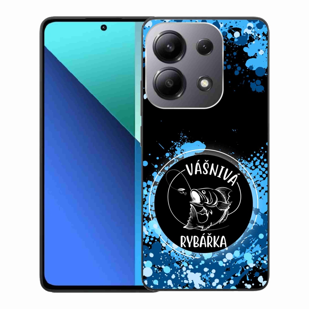 Gélový kryt mmCase na Xiaomi Redmi Note 13 - vášnivá rybárka čierne pozadie