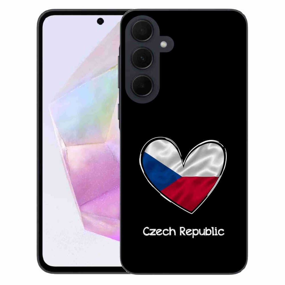 Gélový kryt mmCase na Samsung Galaxy A35 5G - vlajka srdca čierne pozadie