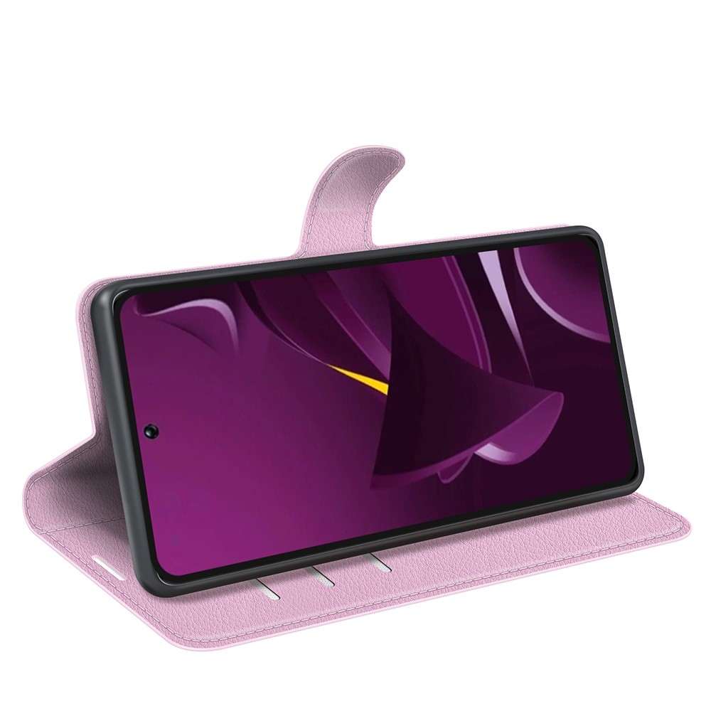 Litchi knižkové puzdro na Xiaomi Poco M7 Pro 5G - ružové