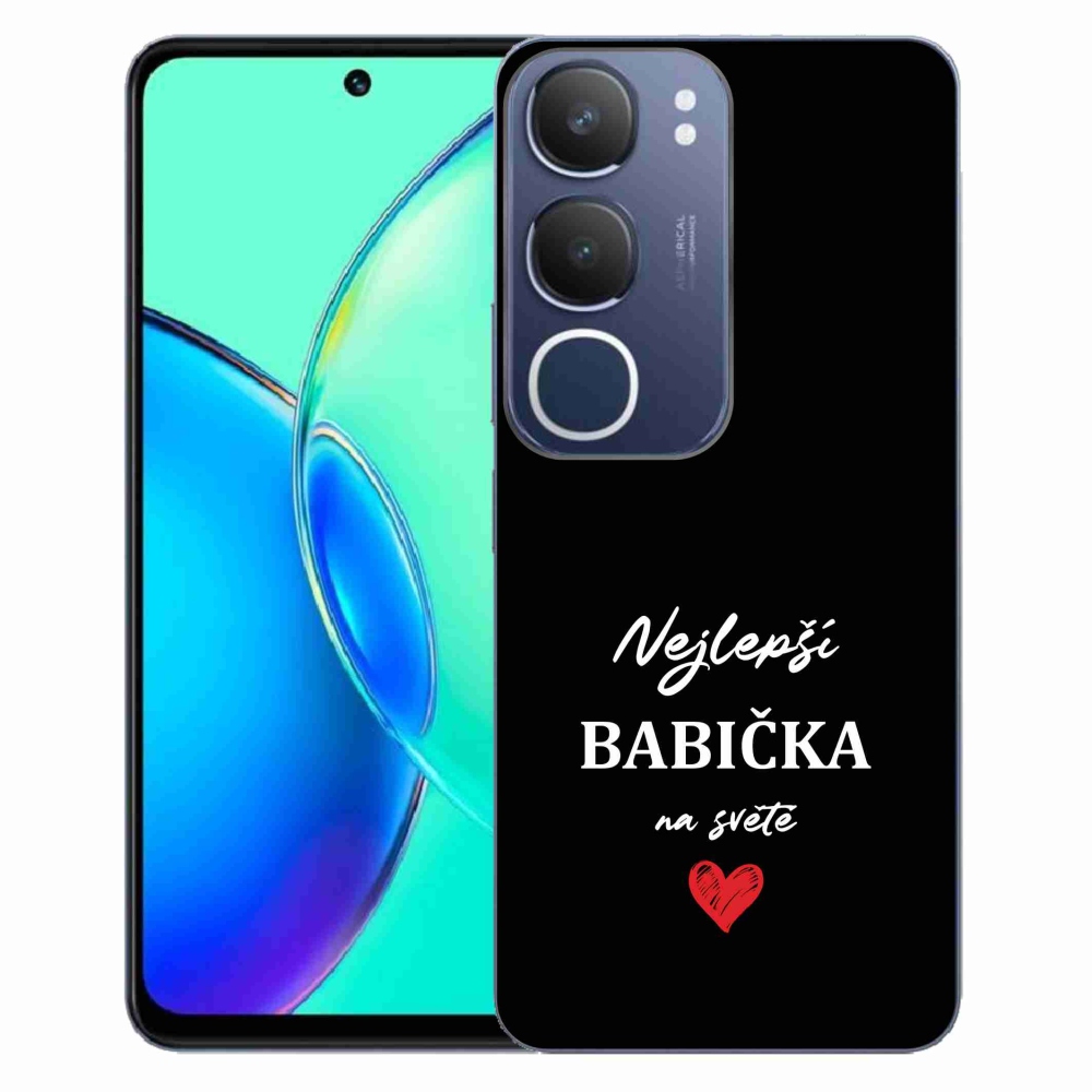 Gélový kryt mmCase na Vivo Y19s - najlepšia babička 1 čierne pozadie