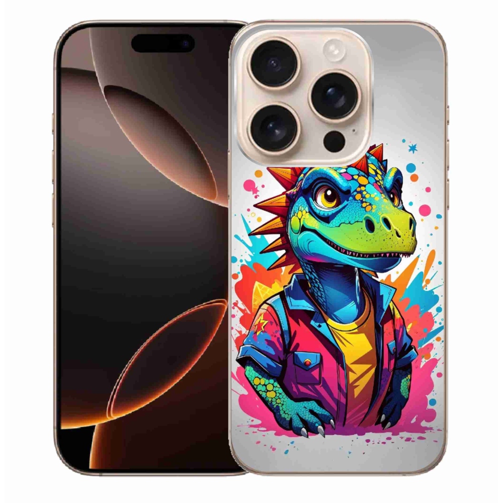 Gélový kryt mmCase na iPhone 16 Pro Max - farebný dinosaurus