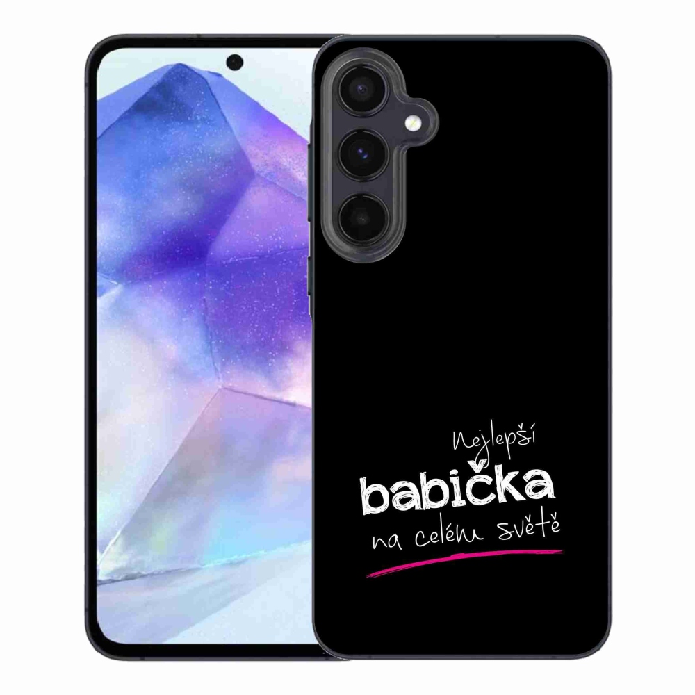 Gélový kryt mmCase na Samsung Galaxy A55 5G - najlepšia babička 4 čierne pozadie