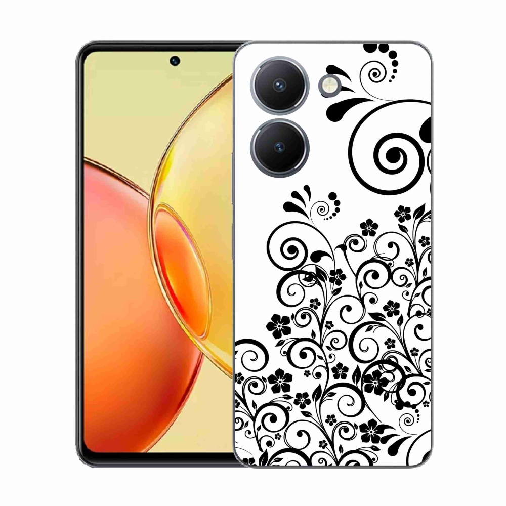 Gélový kryt mmCase na Vivo Y36 - čiernobiele kvetinové vzory