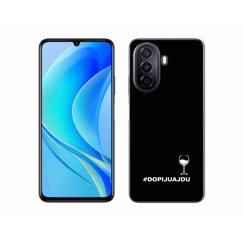 Gélový kryt mmCase na Huawei Nova Y70 - vínny motív čierne pozadie