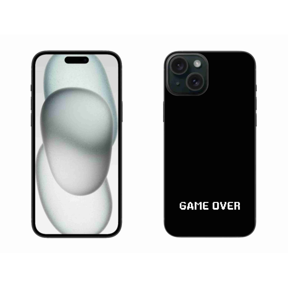 Gélový kryt mmCase na iPhone 15 Plus - game over čierne pozadie