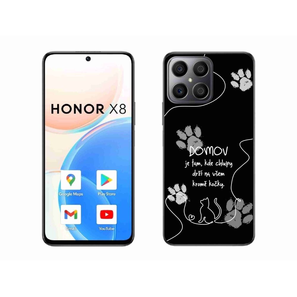 Gélový kryt mmCase na Honor X8 4G - mačacie motív čierne pozadie