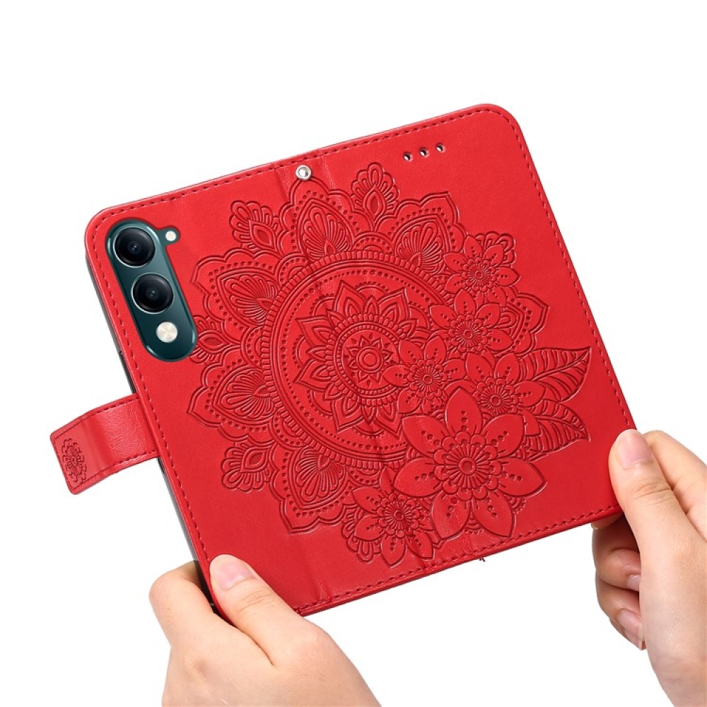Floral knižkové puzdro na Vivo Y29s 5G - červené
