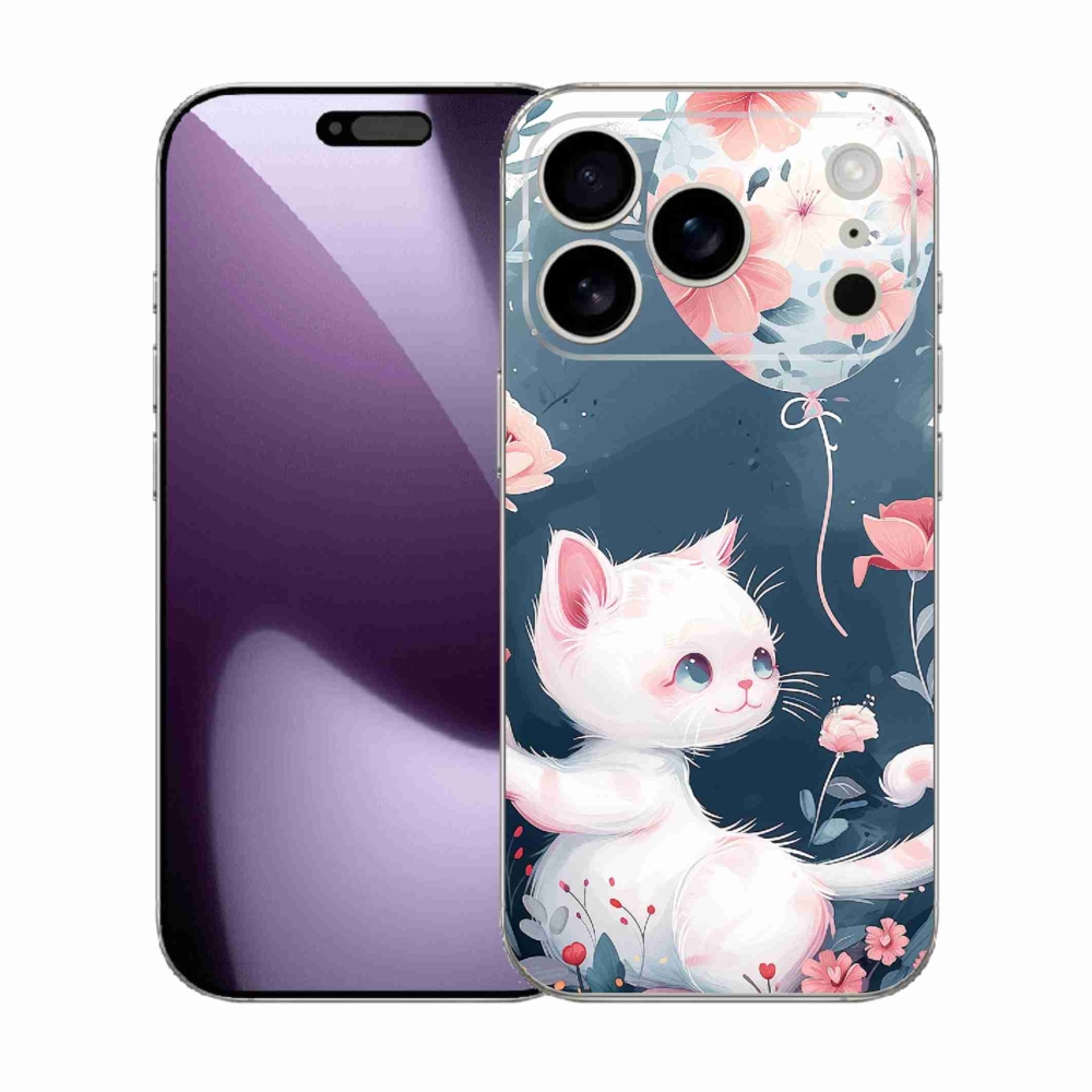 Gélový kryt mmCase na iPhone 17 Pro - mačiatko s balónikom