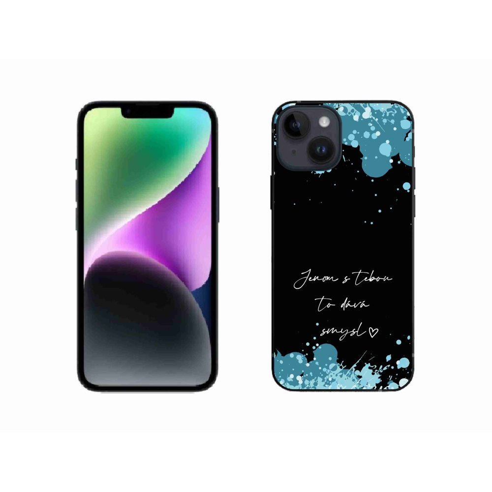 Gélový kryt mmCase na iPhone 14 - zamilovaný text čierne pozadie