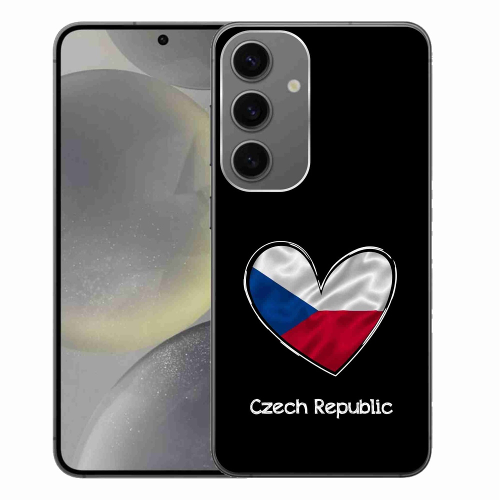 Gélový kryt mmCase na Samsung Galaxy S24+ - vlajka srdca čierne pozadie