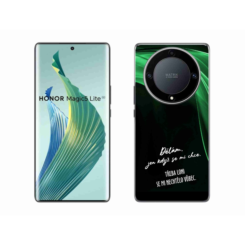 Gélový kryt mmCase na Honor Magic 5 Lite 5G - vtipný text 12 čierne pozadie