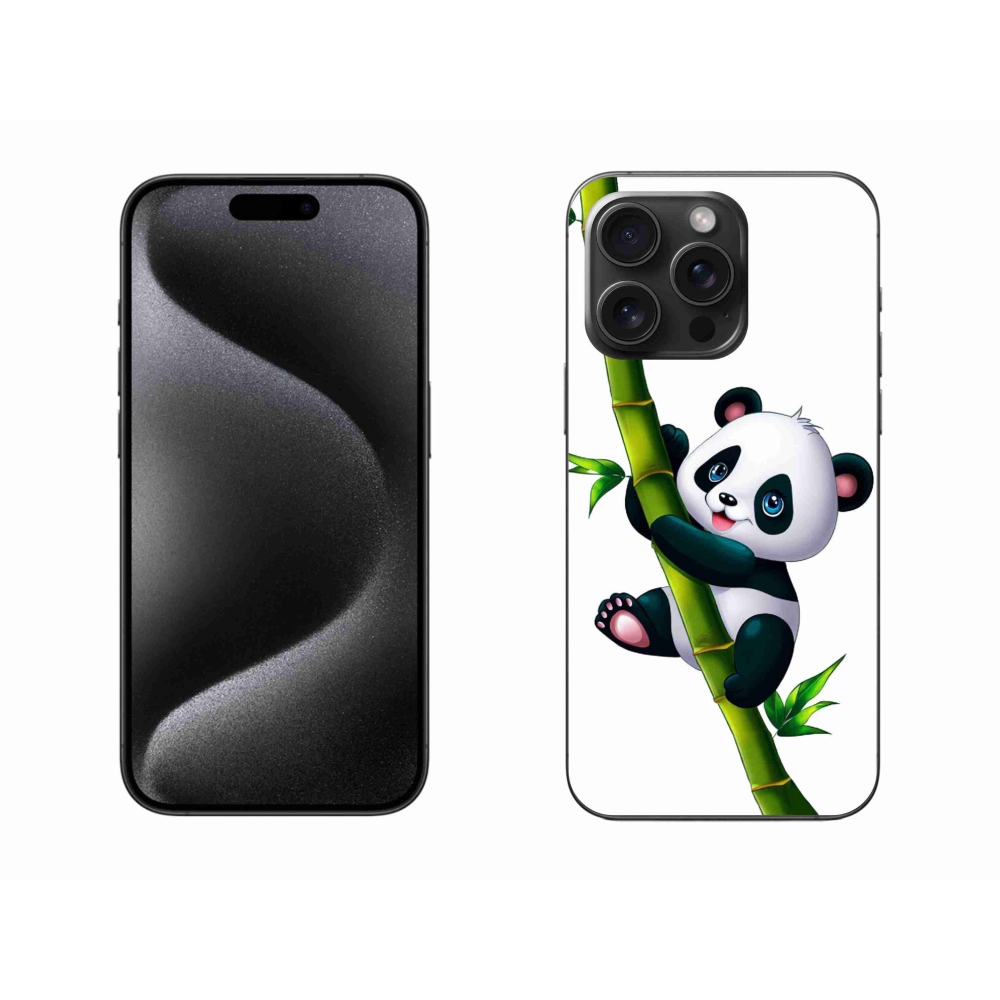 Gélový kryt mmCase na iPhone 15 Pro Max - panda na bambuse