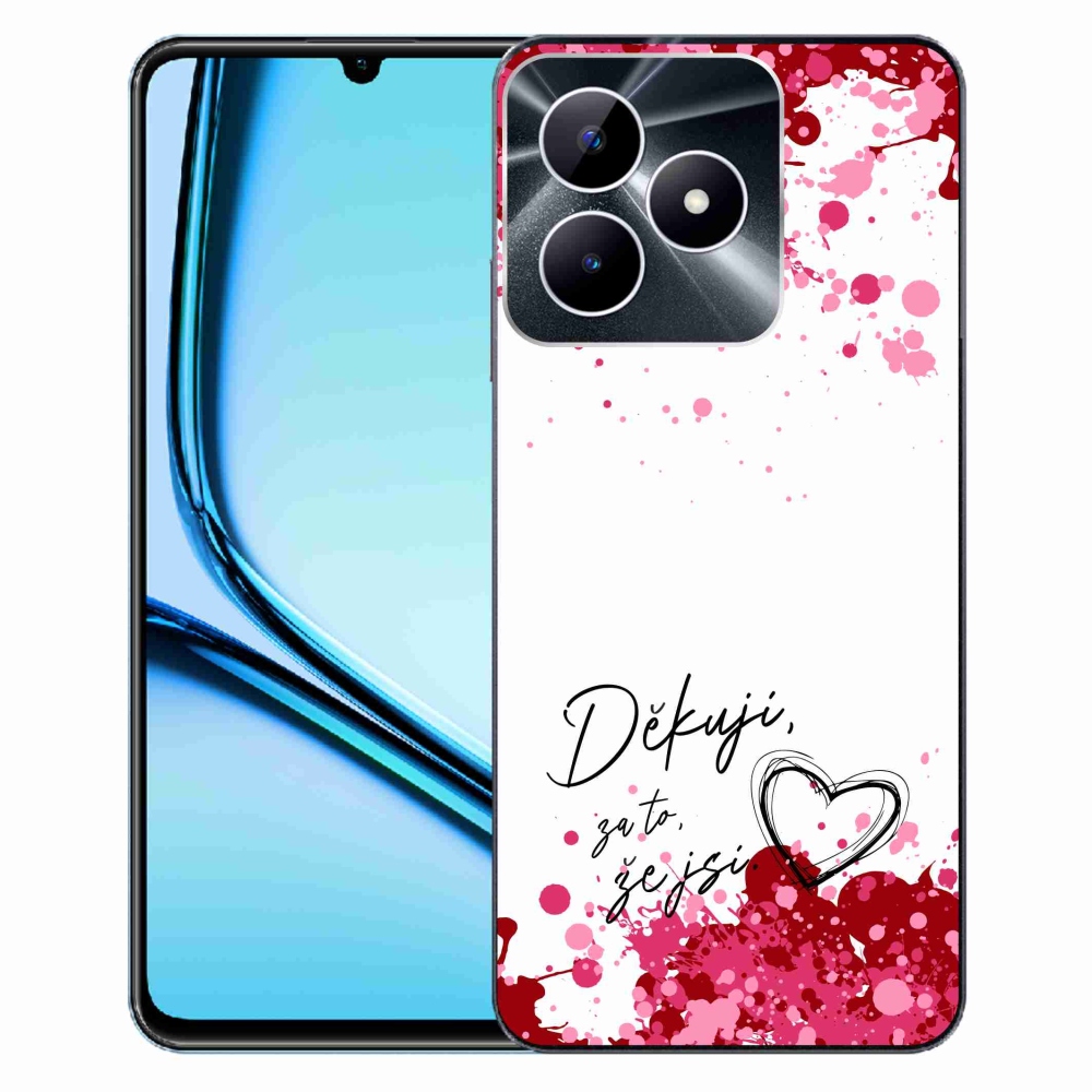 Gélový kryt mmCase na Realme Note 50 - zamilovaný text 2 biele pozadie