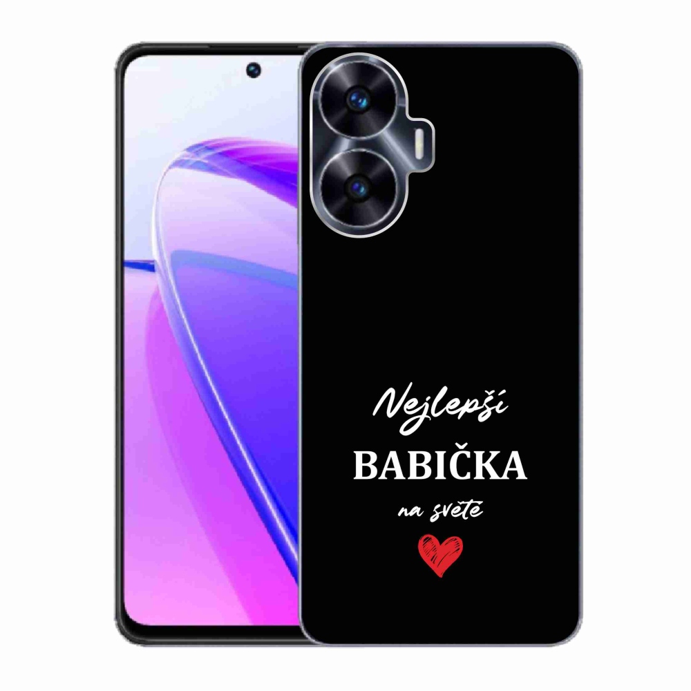 Gélový kryt mmCase na Realme C55 - najlepšia babička 1 čierne pozadie