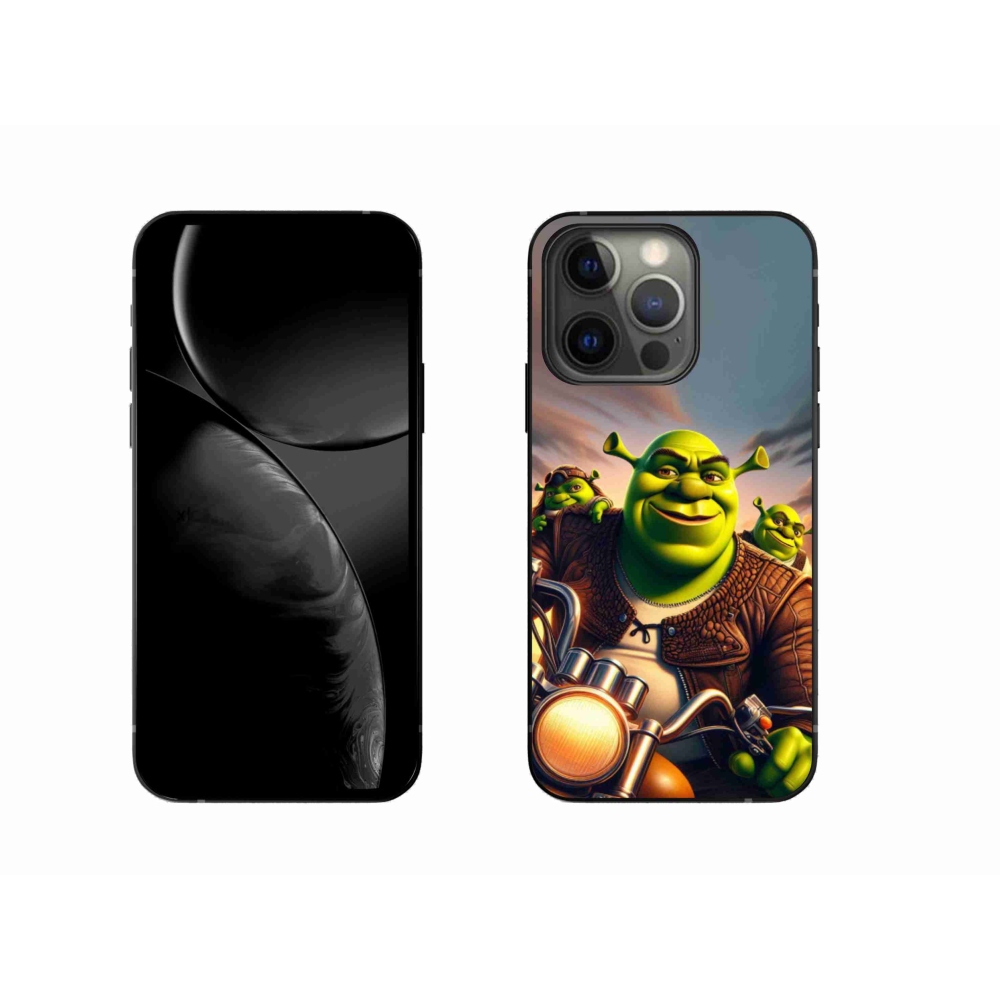 Gélový kryt mmCase na iPhone 13 Pro 6.1 - shrek na motorke