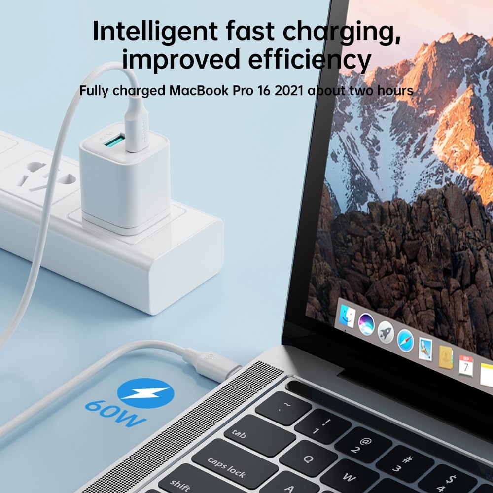 JOYROOM rýchlonabíjací a dátový kábel USB-C/USB-C 60W 1m - biely