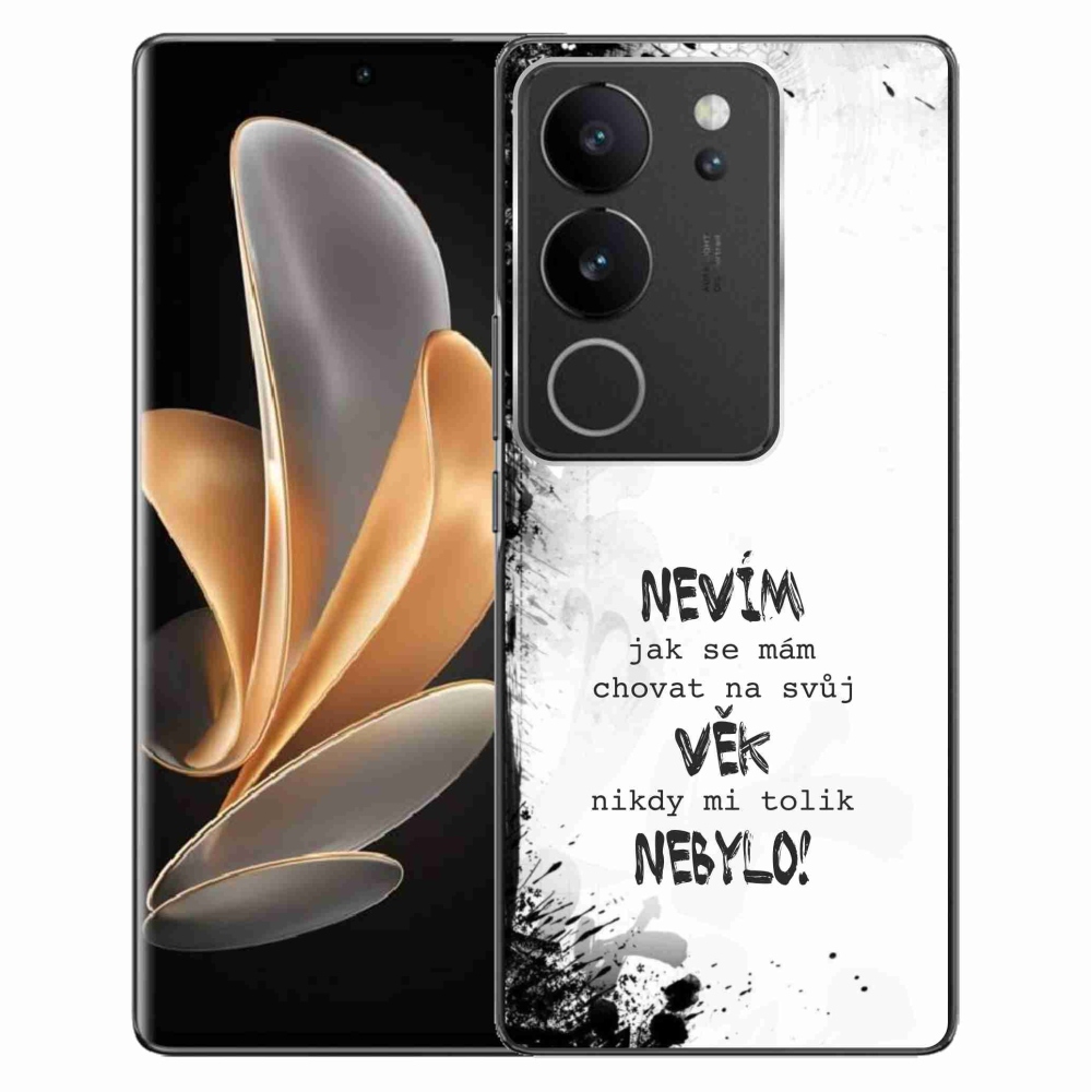 Gélový kryt mmCase na Vivo V29 5G - vtipný text 14 biele pozadie