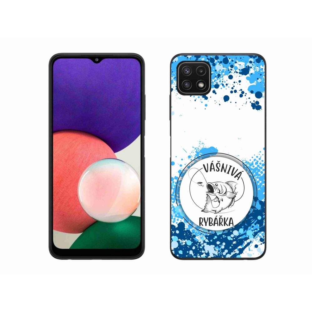 Gélový kryt mmCase na Samsung Galaxy A22 5G - vášnivá rybárka biele pozadie
