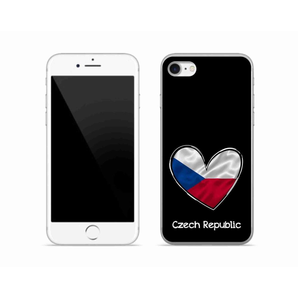 Gélový kryt mmCase na iPhone SE (2022) - vlajka srdca čierne pozadie