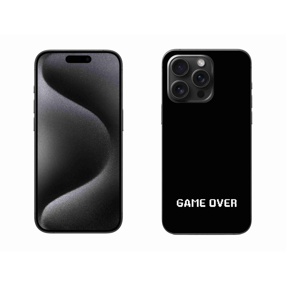 Gélový kryt mmCase na iPhone 15 Pro Max - game over čierne pozadie