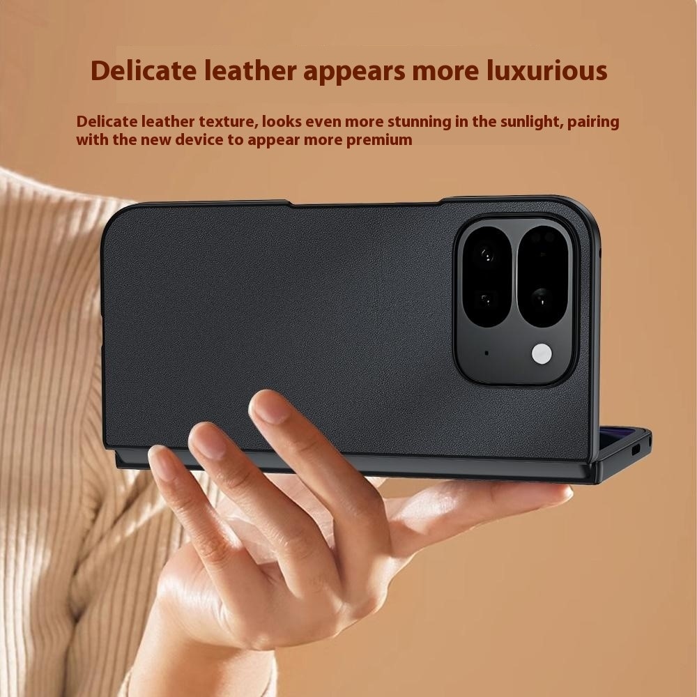Leather plastový obal potiahnutý umelou kožou na Google Pixel 10 Pro Fold - čierny