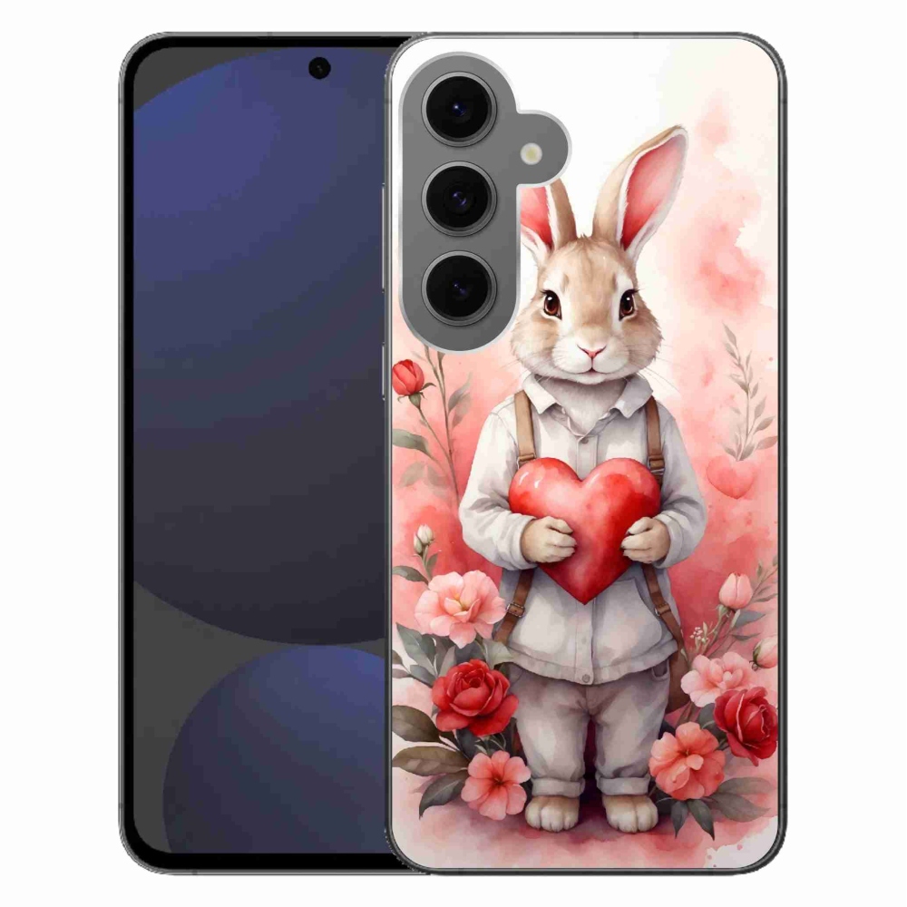 Gélový kryt mmCase na Samsung Galaxy S24 FE - zajac so srdiečkom