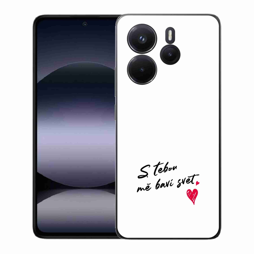 Gélový kryt mmCase na Xiaomi Redmi Note 14 - zamilovaný text 1 biele pozadie