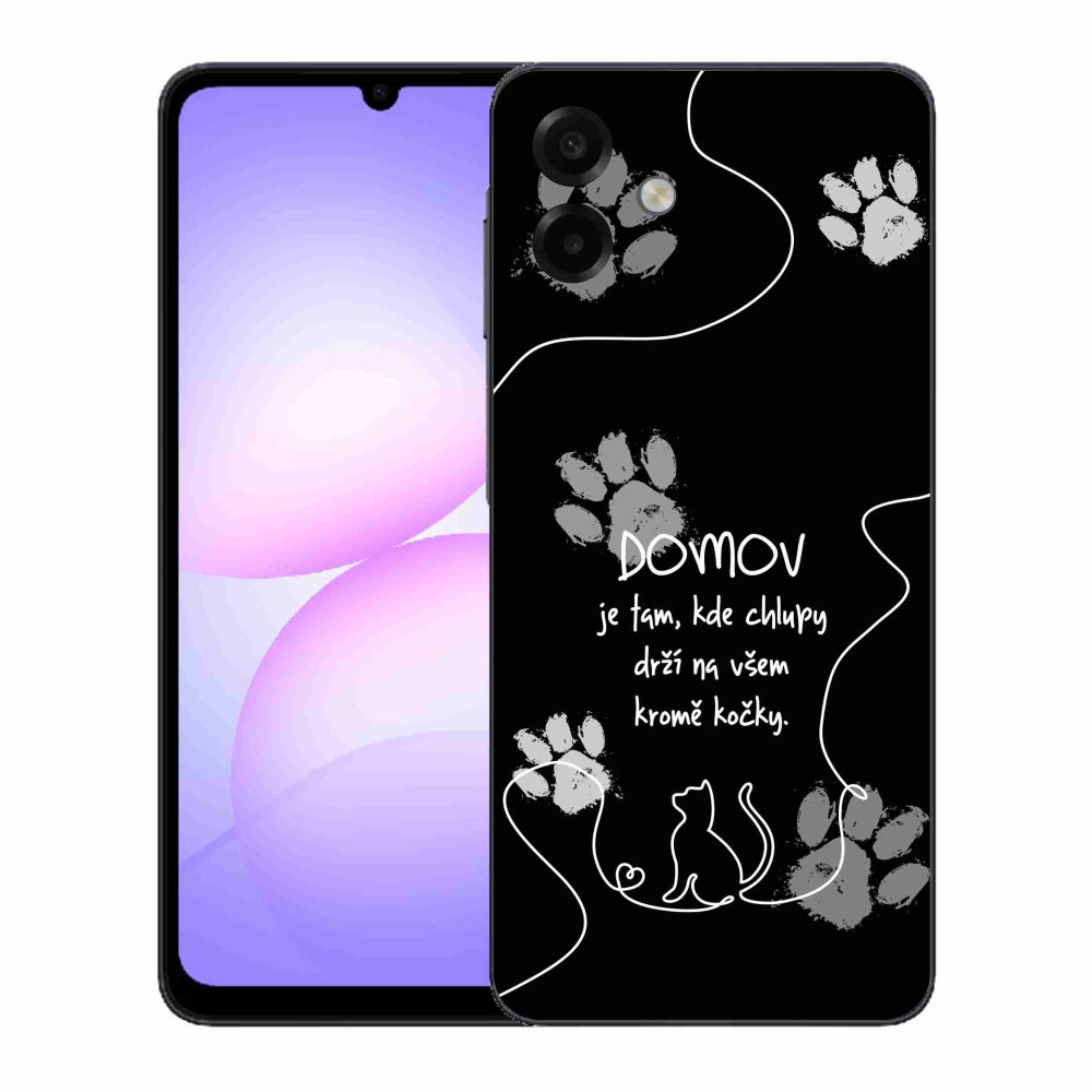 Gélový kryt mmCase na Samsung Galaxy A07 4G - mačacie motív čierne pozadie
