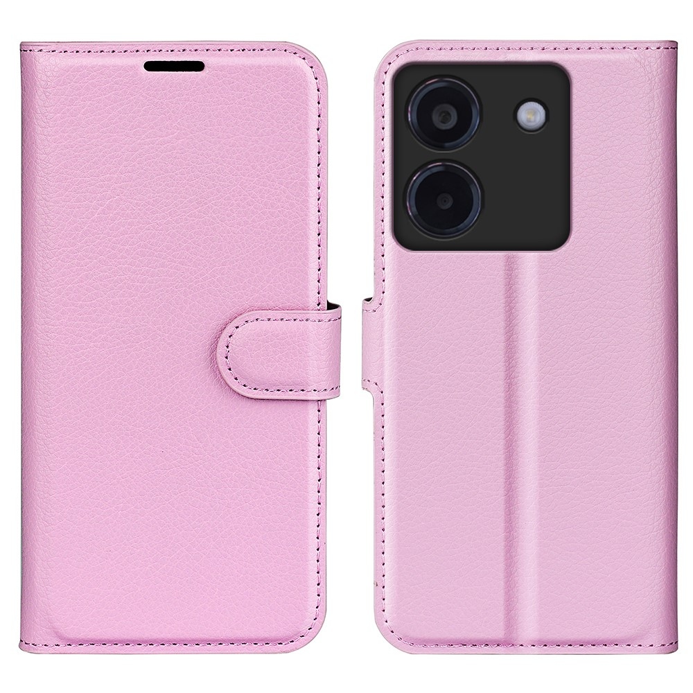 Litchi knižkové puzdro na Xiaomi Poco M7 Pro 5G - ružové