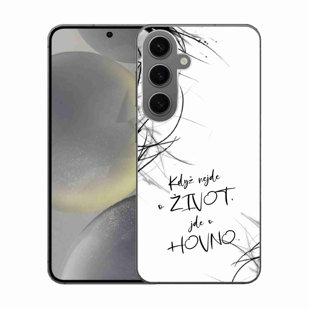 Gélový kryt mmCase na Samsung Galaxy S24 - vtipný text 16 biele pozadie