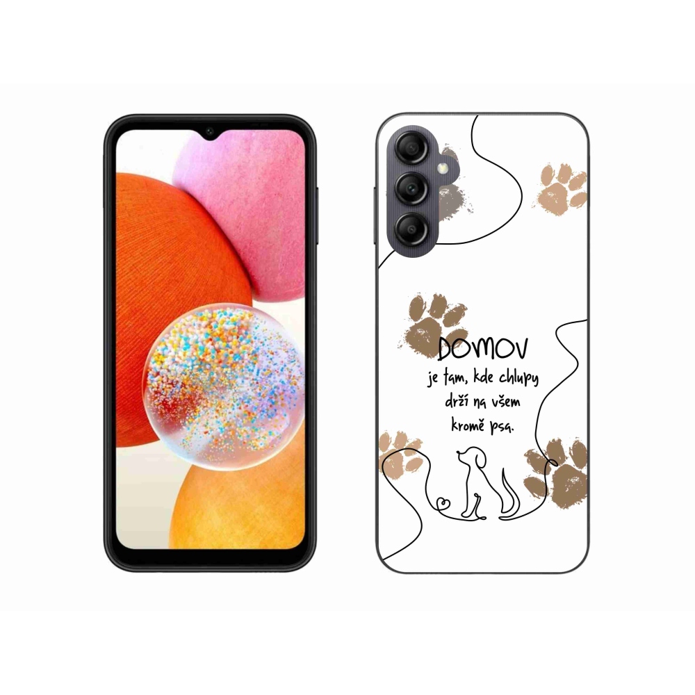 Gélový kryt mmCase na Samsung Galaxy A14 4G/5G - psí motív biele pozadie
