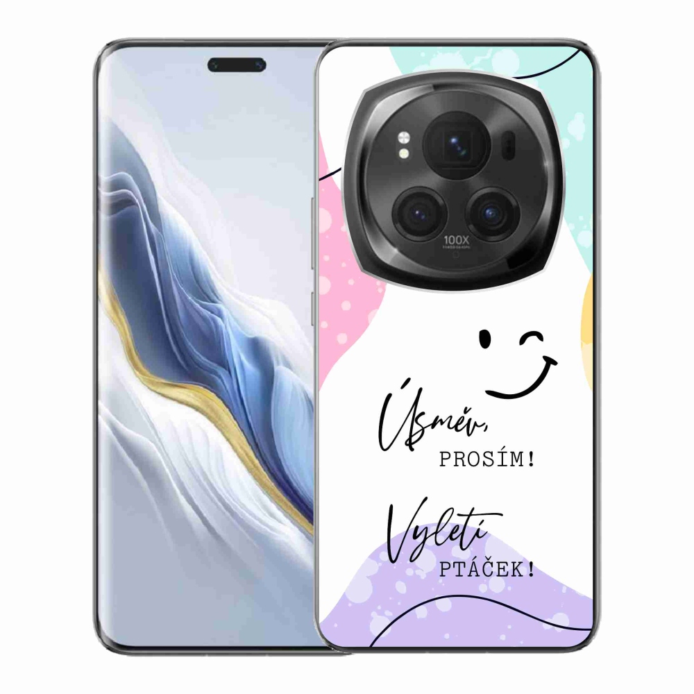 Gélový kryt mmCase na Honor Magic 6 Pro 5G - vtipný text 4 biele pozadie