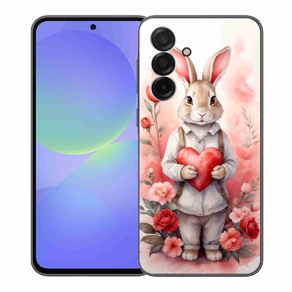 Gélový kryt mmCase na Samsung Galaxy A36 5G - zajac so srdiečkom