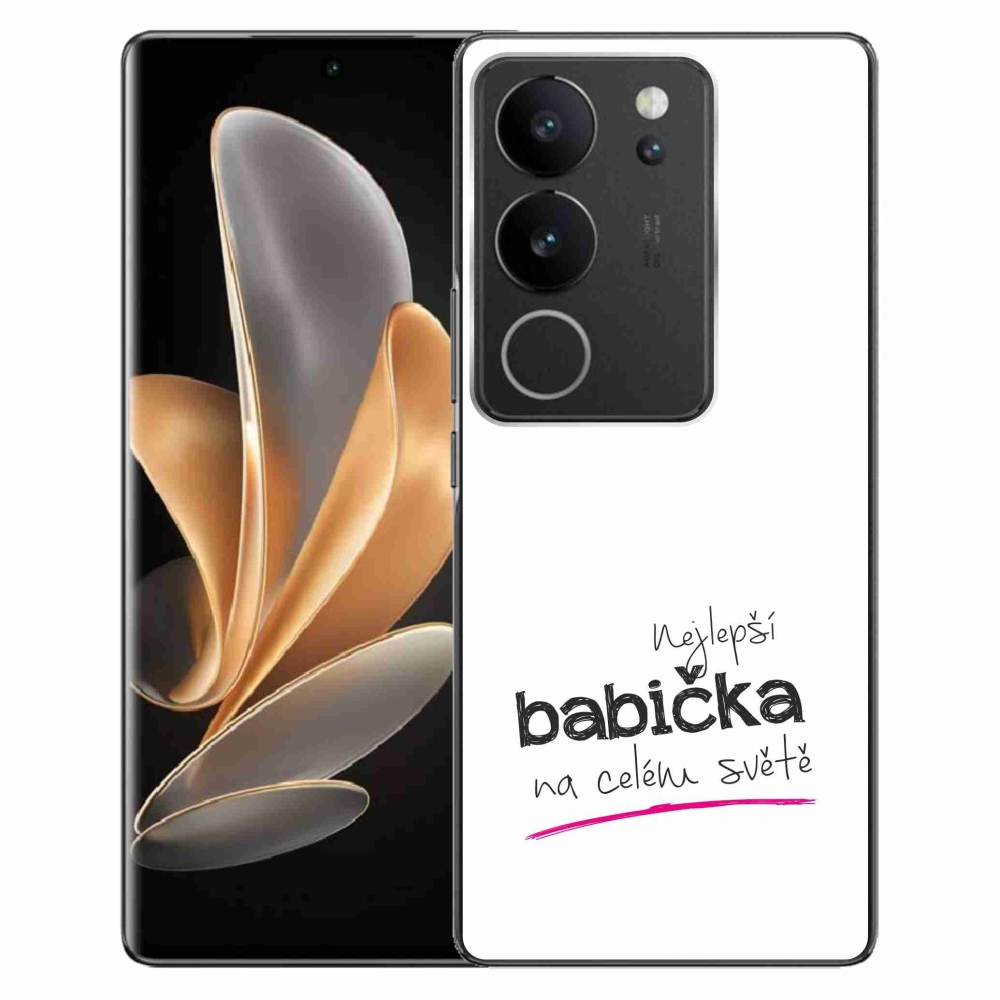 Gélový kryt mmCase na Vivo V29 5G - najlepšia babička 4 biele pozadie