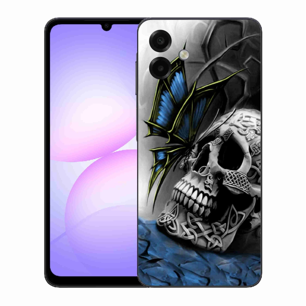 Gélový kryt mmCase na Samsung Galaxy A07 4G - motýľ a lebka