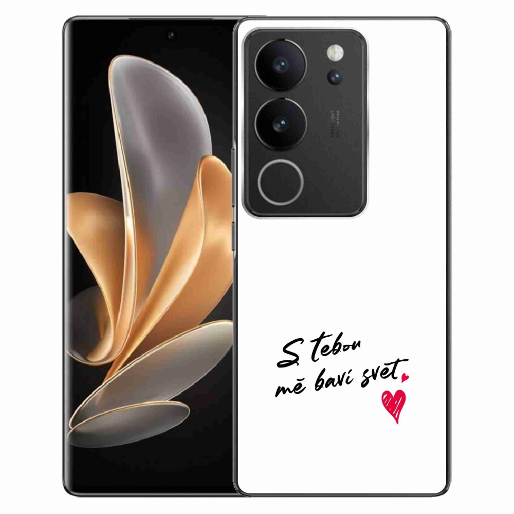 Gélový kryt mmCase na Vivo V29 5G - zamilovaný text 1 biele pozadie