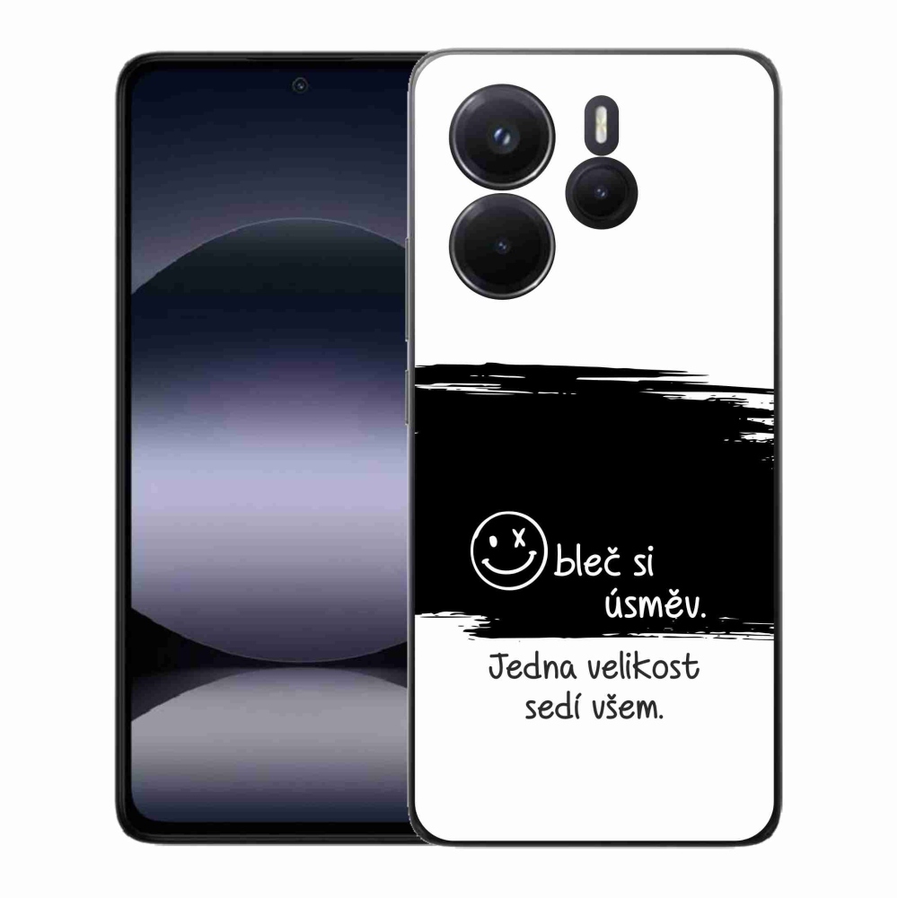 Gélový kryt mmCase na Xiaomi Redmi Note 14 - vtipný text 8 čiernobiele pozadie