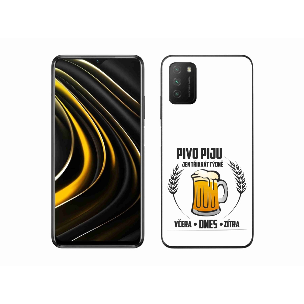 Gélový kryt mmCase na Xiaomi Poco M3 - pivný motív biele pozadie