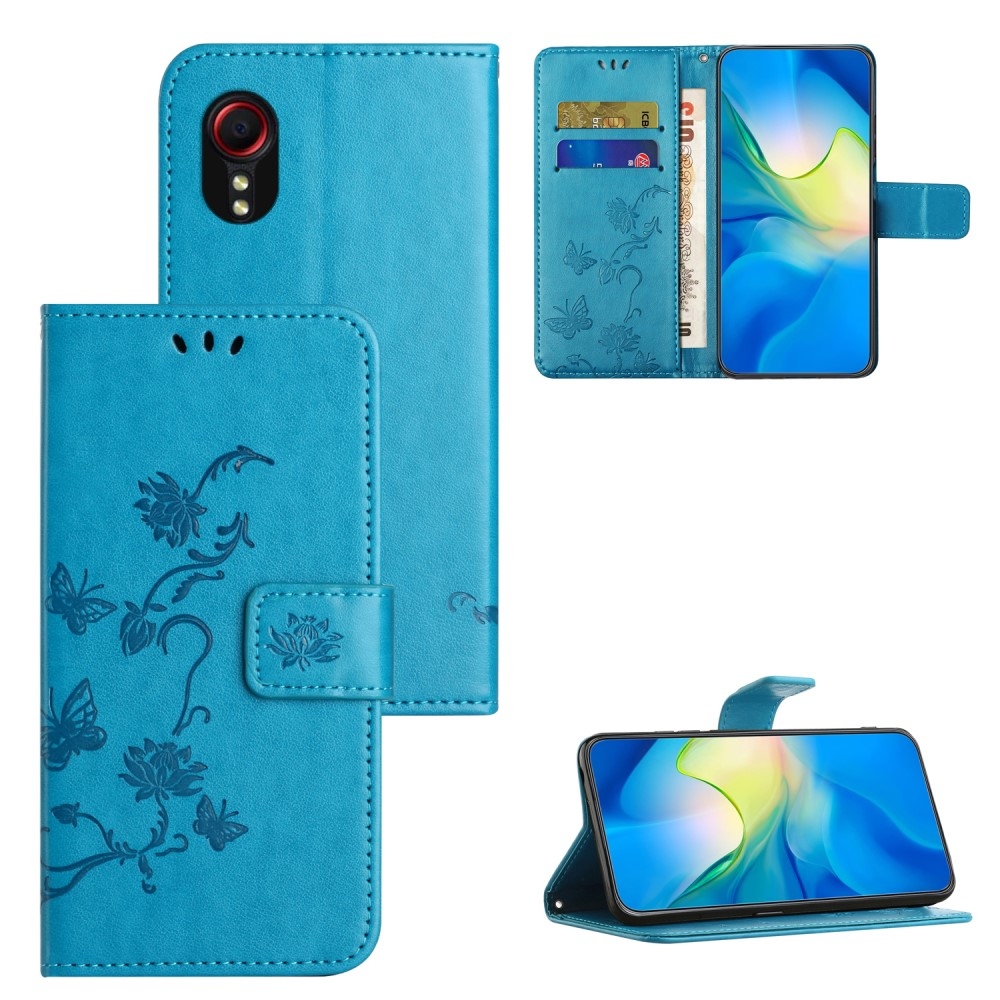 Flower knižkové púzdro na Samsung Galaxy Xcover 7 - modré